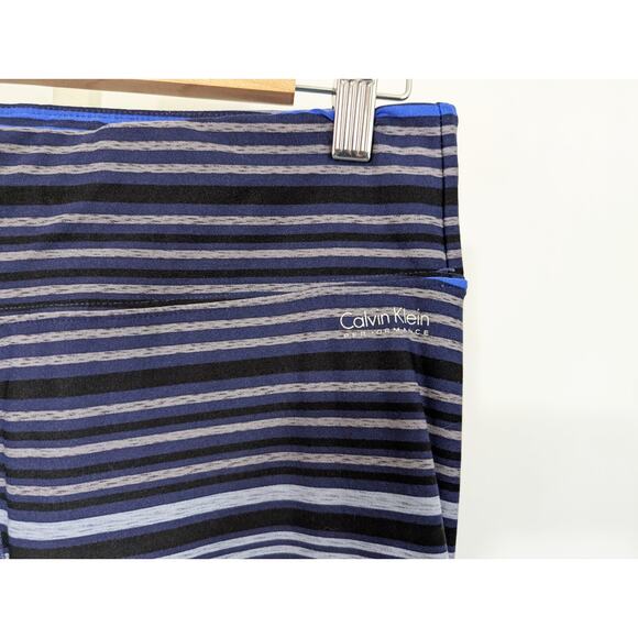 Calvin Klein Performace Wick Blue Stripe Leggings Pants Ruched Misses Size L - Picture 3 of 6